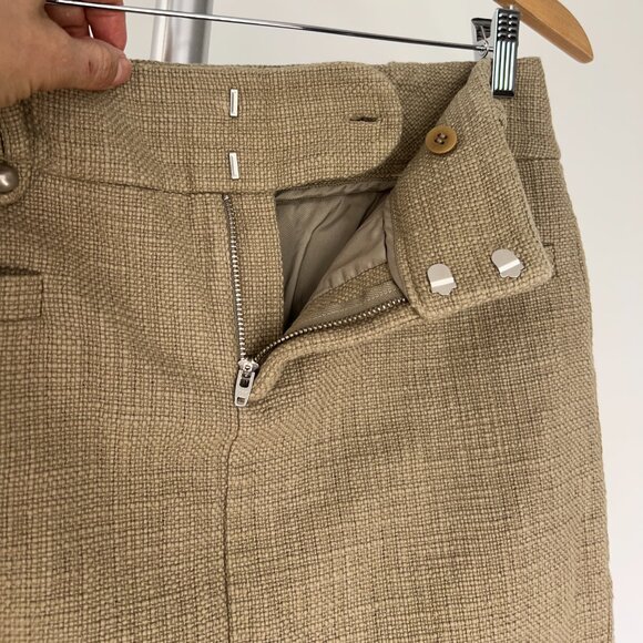 Sz‎ 4- Club Monaco Cotton Tweed Tan Lined  Metal Stud Embellishment Pencil Skirt - Picture 4 of 15